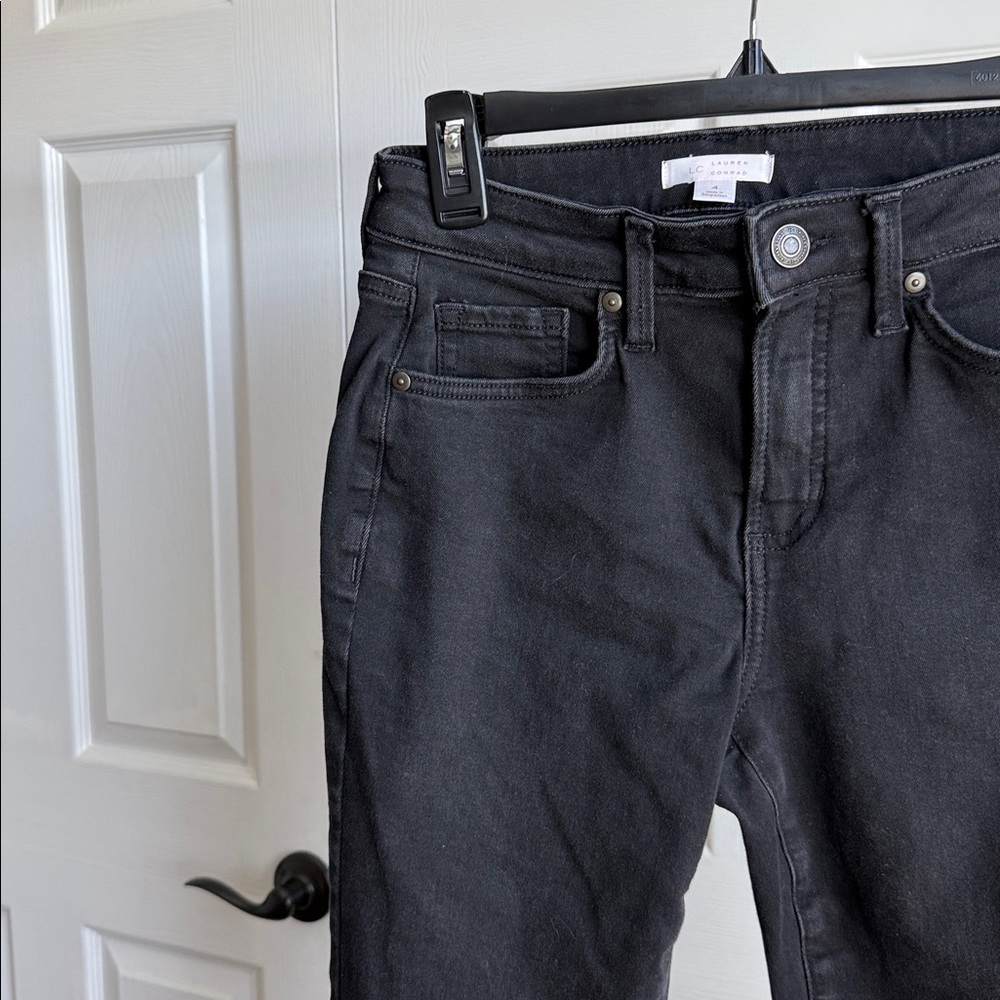 LC Lauren Conrad High Rise Cropped Kick Flare Black Wash Flare Jeans - Picture 3 of 8